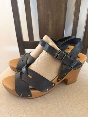 Korks Kork Ease Women’s Leather Open Toe Strappy Platform Sandals Black Size 11